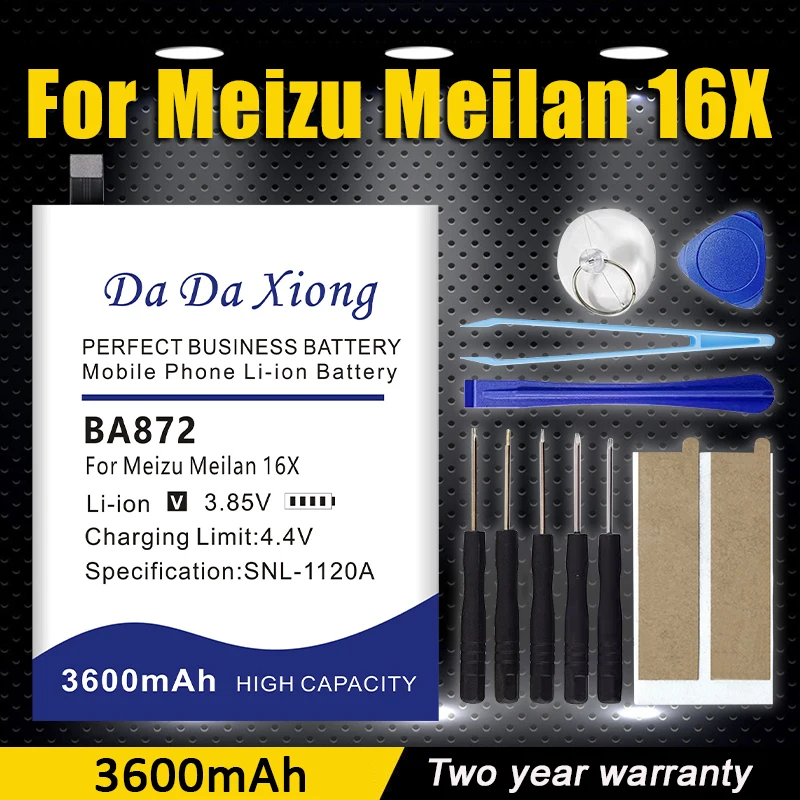 

100% New 3600mAh BA872 Battery For Meizu Meilan 16X Phone Latest Production High Quality Batteries Bateria + Tools