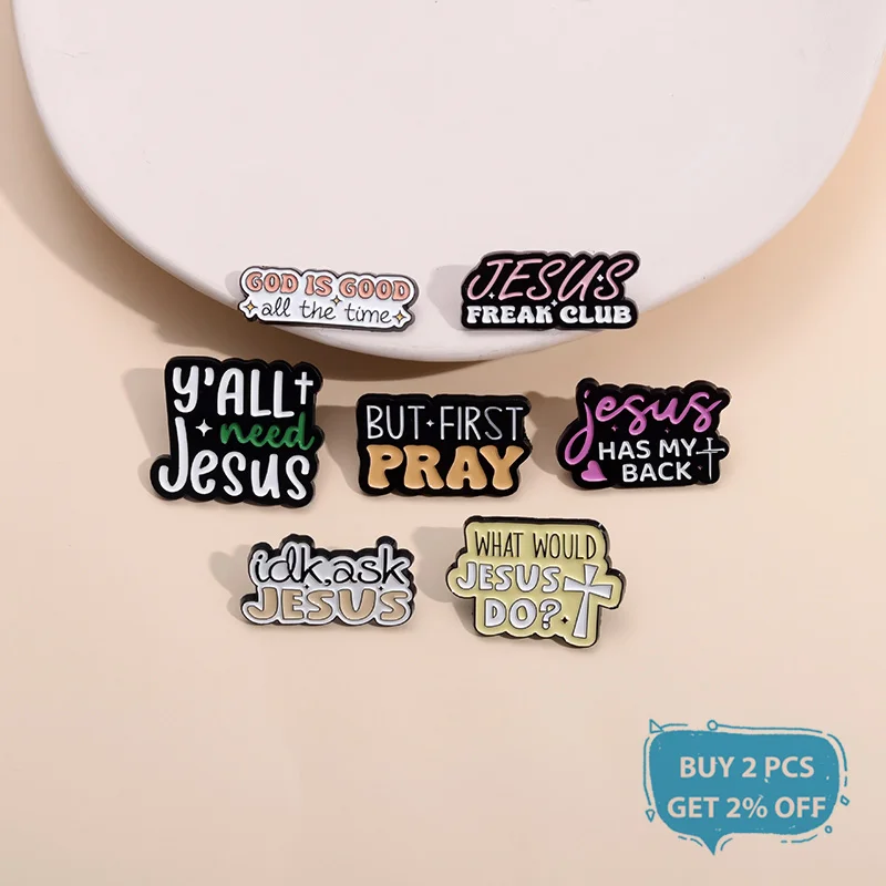 Jesus Freak Club Enamel Pin Jesus Has My Back Emblems Religion Brooches Lapel Badge Jewelry Gifts For Christian