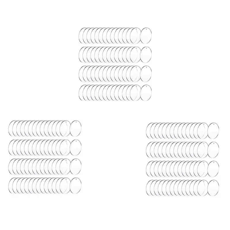 

A84E-150 Pcs 3 Inch Acrylic Blanks With Hole Transparent Circle Ornament Clear Round Acrylic Christmas Ornament Blanks