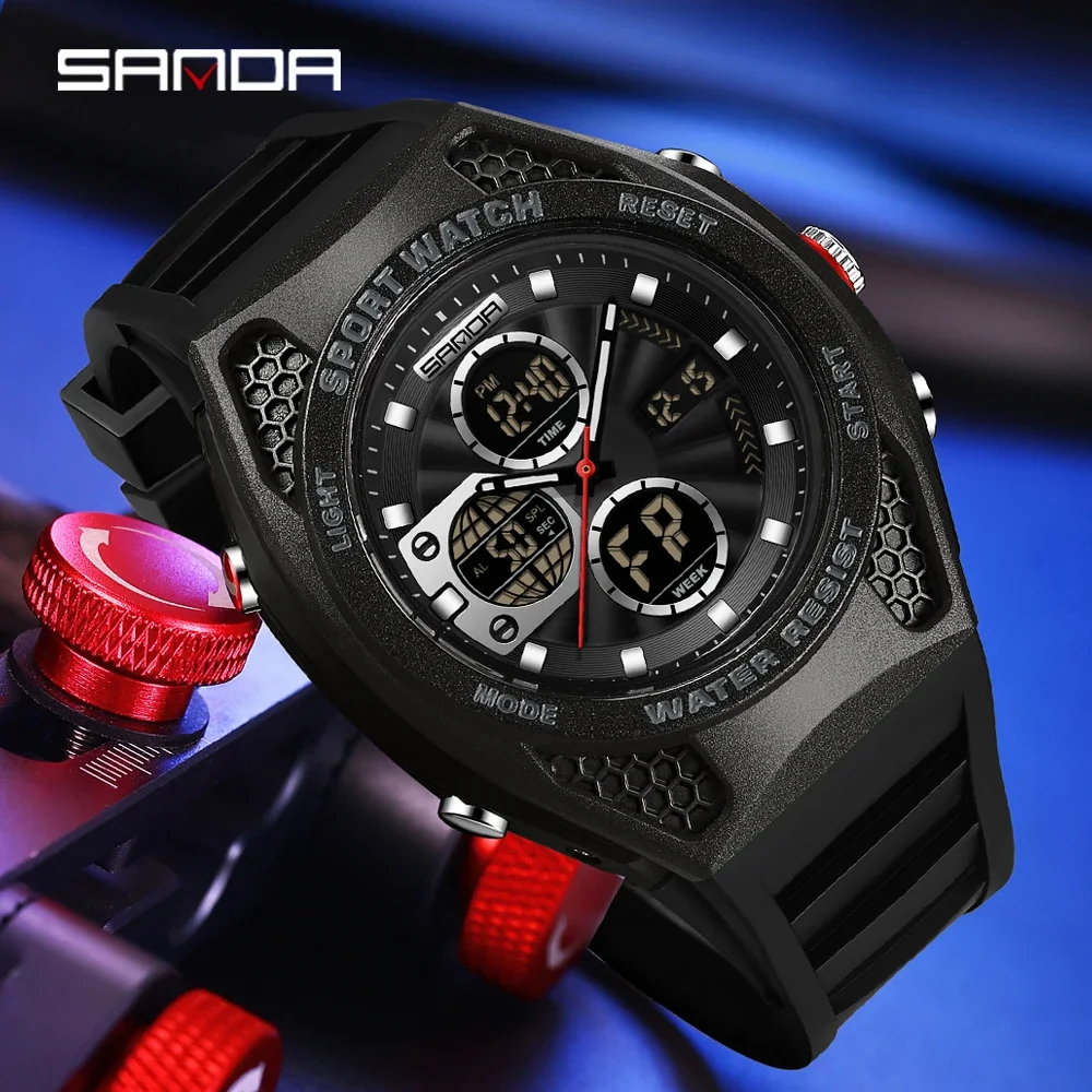 Sanda Multifunctional Sports Electronic Watch Middle High School Students, Segment Timing, Luminous Display, Waterproof Digital
