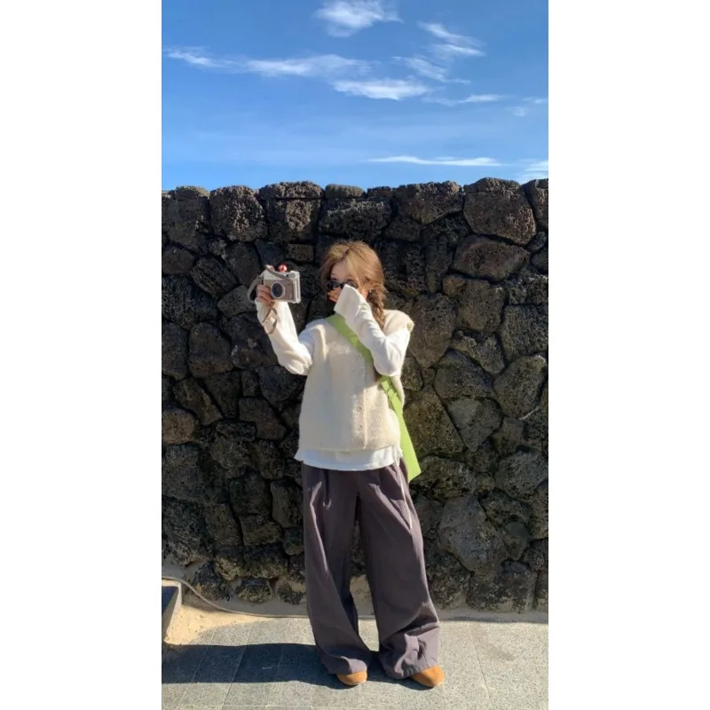 نمط جديد الخريف والشتاء نمط عالية الياقة زرر فروي محبوك سترة للنساء الطبقات سترة #2