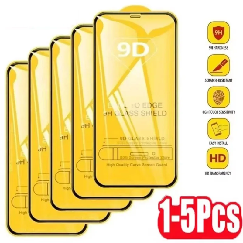 1-5PCS 9D Tempered Glass For Samsung A54 A55 A53 A52 A35 A33 A34 A14 A05 A72 A32 A12 A25 A51 A71 S24 Ultra S23 Screen Protector