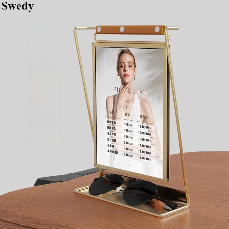8 Inch Metal Table Acrylic Sign Holder Display Stand Menu Paper Price Label Holder Wedding Gift Picture Photo Poster Ad Frame