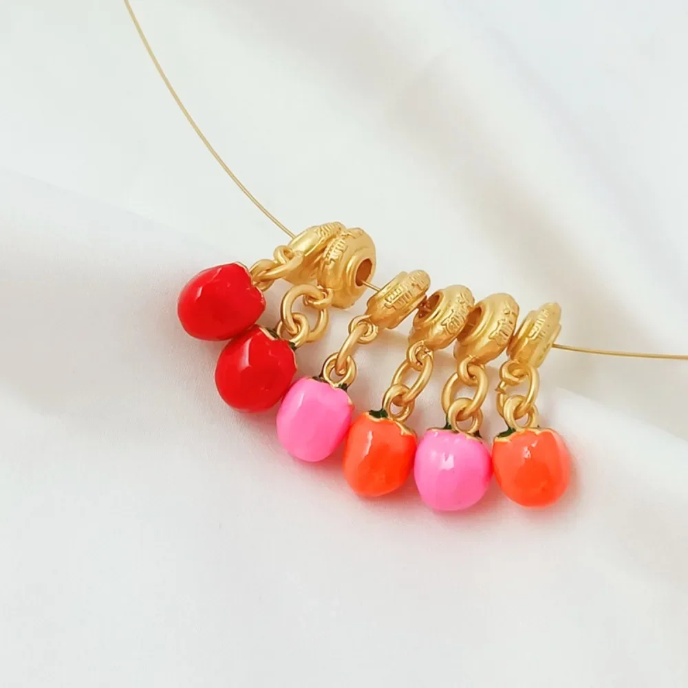 

Ancient-style Gold Accessory, Oil-dripping Three-dimensional Persimmon Pendant, Diy Hand-woven Bracelet Beaded Pendant