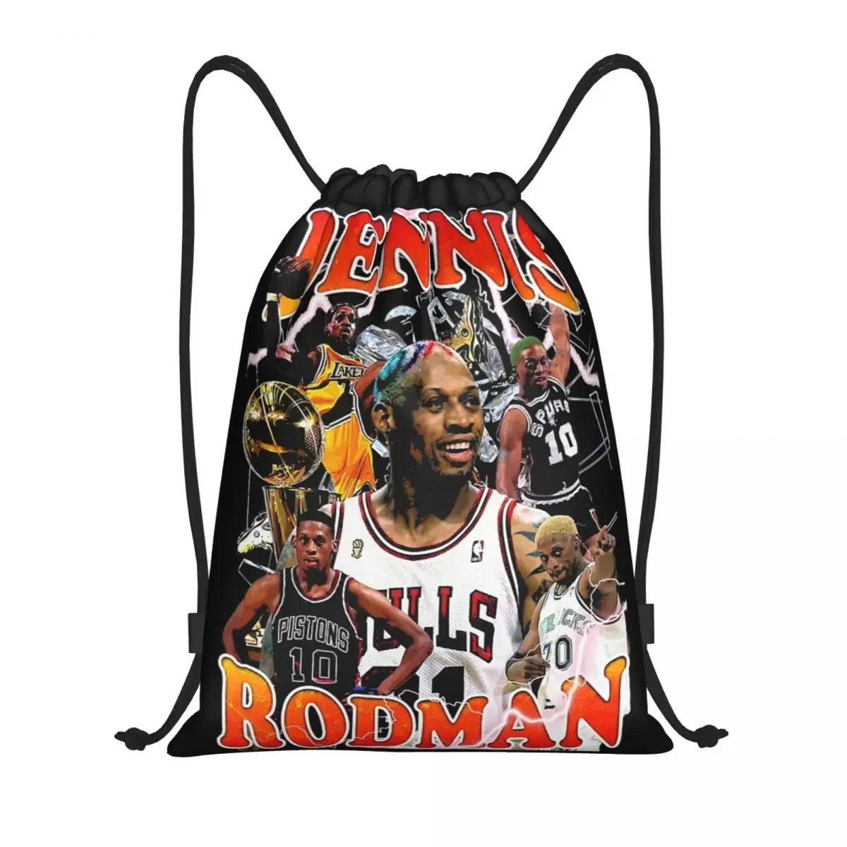 

Vintage Basketball Player Drawstring Backpack Gym Sports Sackpack String Bag for Cycling