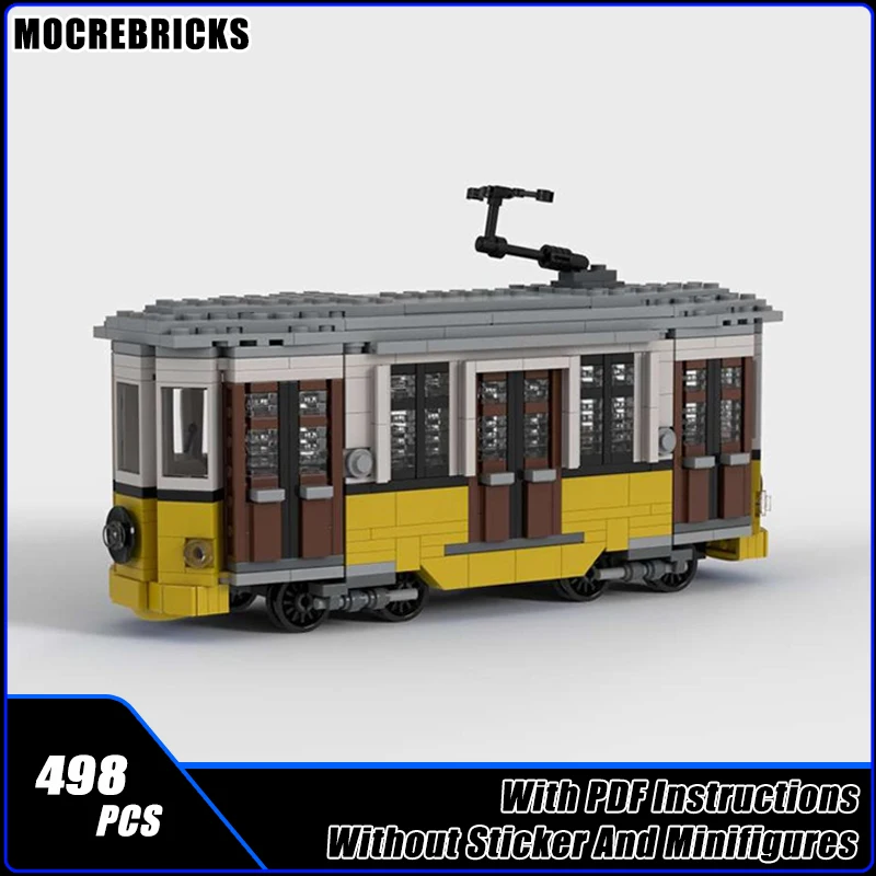 

MOC Классический Мини Желтый Лиссабон Старый Стиль Трамвай Наборы DIY Строительный Блок Сборка Модель Старший Кирпич Мальчик Игрушка Рождественские Подарки