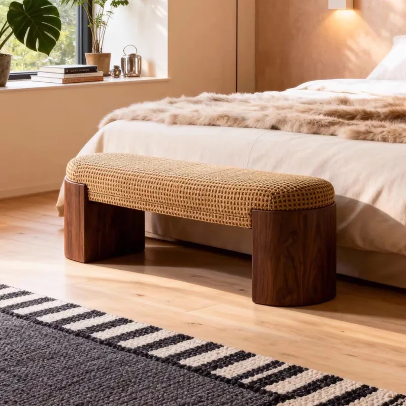 Nostalgic retro living room home bench solid wood medieval bedroom bedside stool