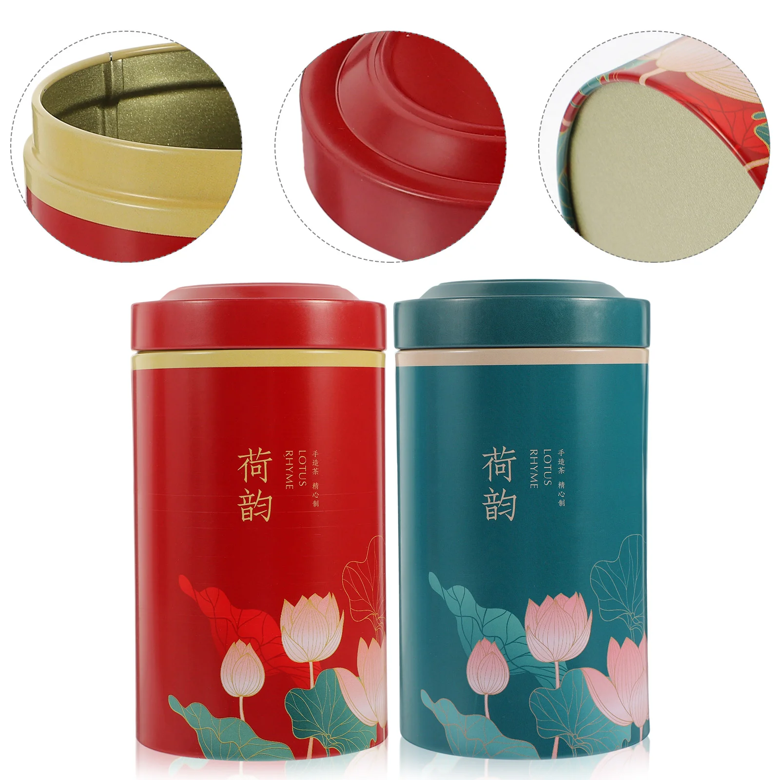 Tea Storage Holder Airtight Can Mason Jars Canister Chinese Style with Lid Tinplate Containers for Food