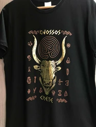 Knossos And Minotaur Greek Mythology Cool Printed Tshirts Men's 100% Cotton Casual T-shirts Loose Top Size S-3XL