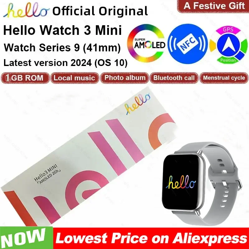 2025 hello 3 mini  Smart Watch 41mm AMOLED 1.75'' NFC Compass Sport Mode BT Call Heart Rate Sport Smartwatch for Women Men