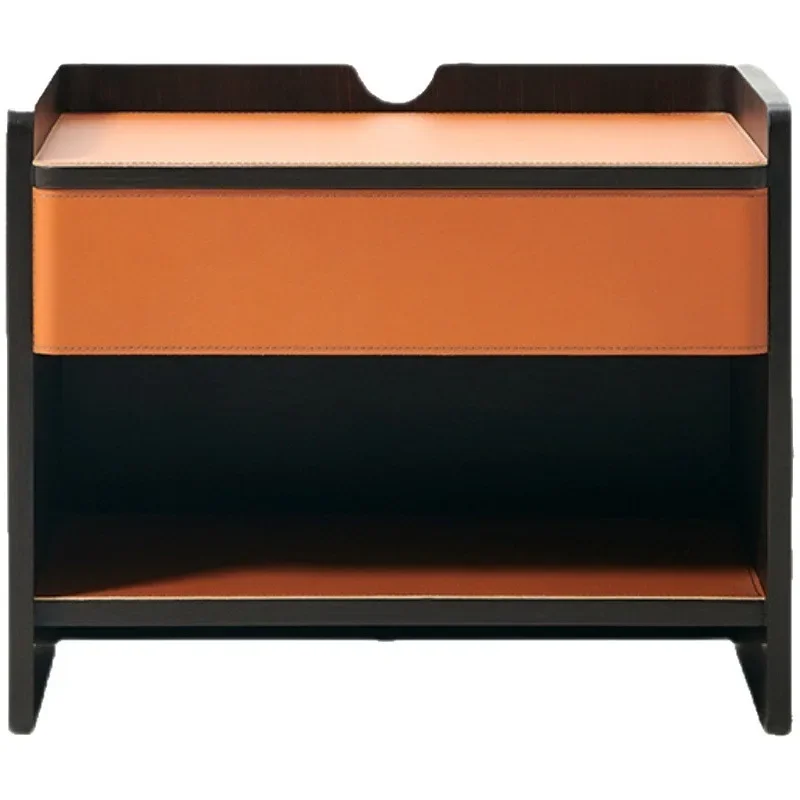Comodino minimalista in pelle di sella Tavolino portaoggetti per camera da letto Comodino dal design semplice per soggiorno