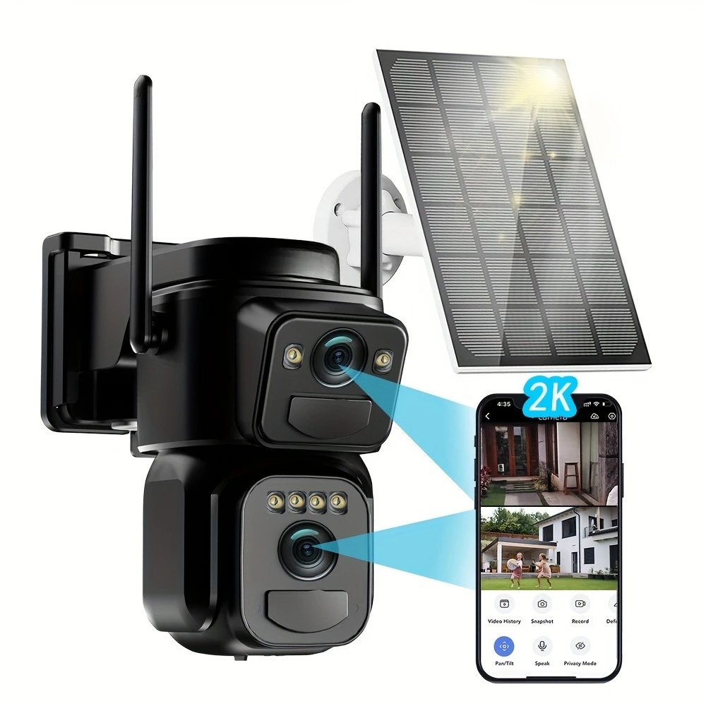 

2K QHD 360° PTZ Solar 4G Camera - Low Power Spotlight Alarm Color Night Vision 2-Way Audio (2-in-1 Solar Bullet)