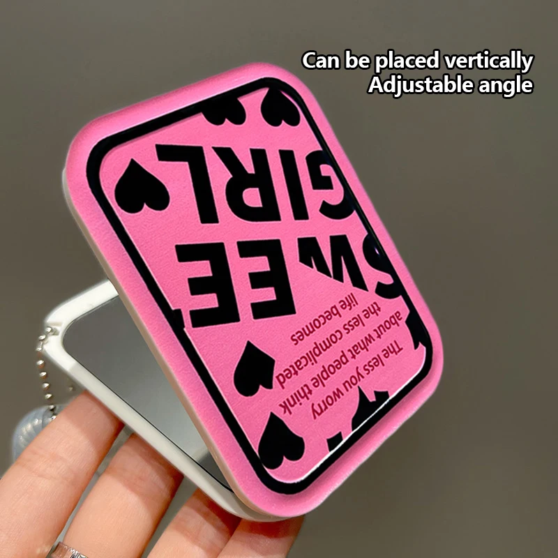 만화 패턴 미니 접이식 메이크업 거울, 독창성 패턴, 휴대용 메이크업 도구, 여자 미니 핸드헬드 메이크업 거울