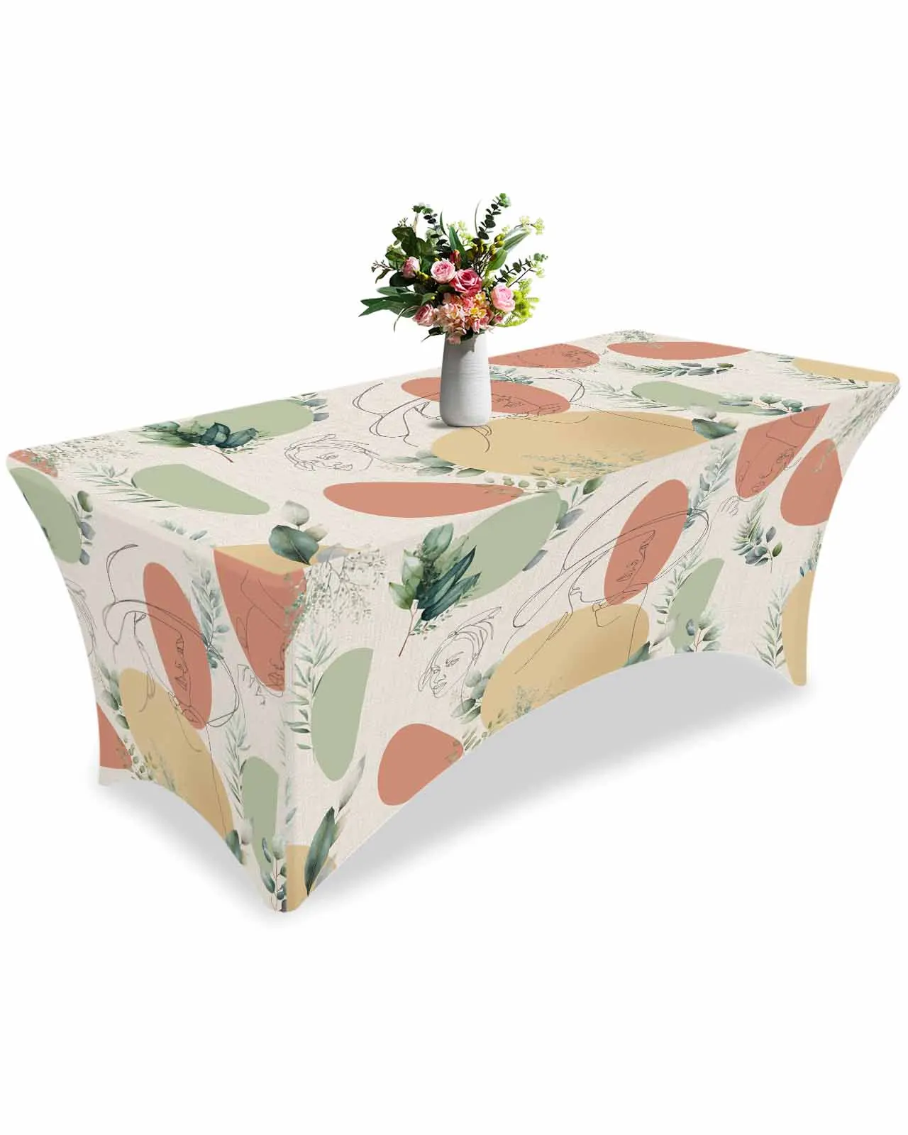 Bohemian Abstract Floral Style High Stretch Tablecloth Wedding Party Decor Elastic Print Table Cover Outdoor Table Cloth