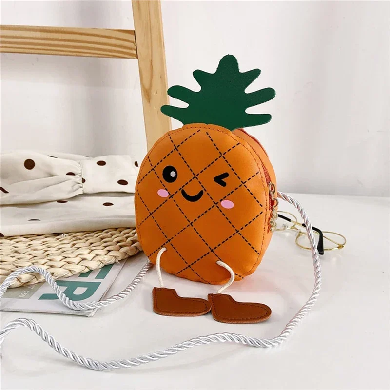 

New Cute Pineapple Little Girl Messenger Bag Toddler Baby Shoulder Bags Children PU Leather Mini Handbag Korean Lovely Coin Purs