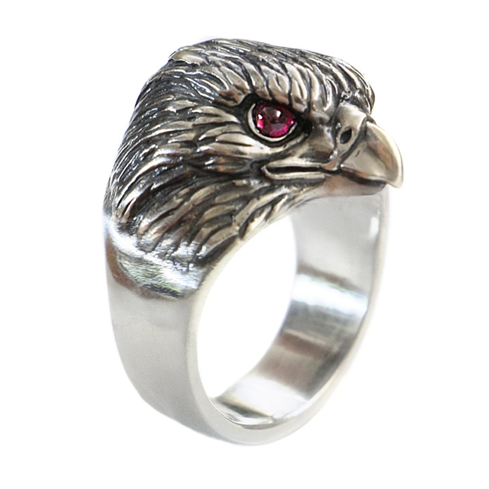 

Red CZ Eyes 925 Sterling Silver Eagle Ring Biker Jewelry TA251 US Size 7~15