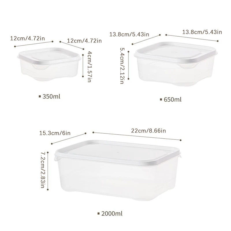 3Pcs Plastic Refrigerator Storage Box Transparent Freeze Meat Vegetable Fresh-Keeping Storage Container With Lid For Kitchen