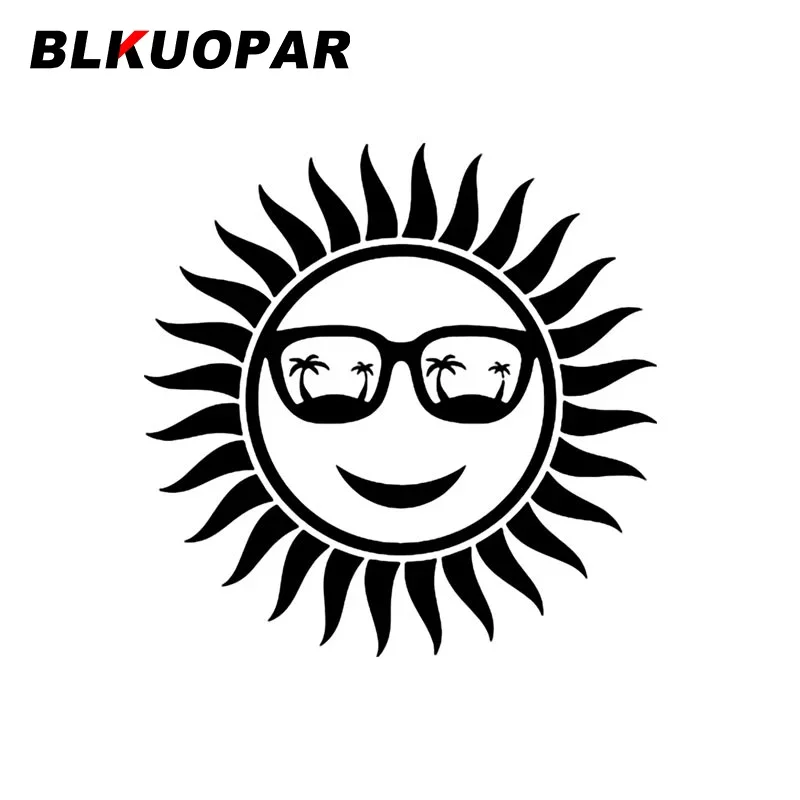 BLKUOPAR الشمس يرتدي النظارات الشمسية الشاطئ شجرة جوز الهند صورة ظلية سيارة ملصق واقية من الشمس الرسومات ملصق مائي الوفير يموت قطع السيارات السلع