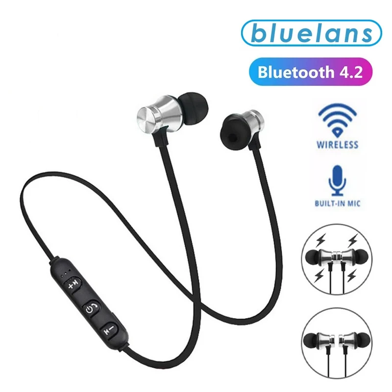 Mini Wireless Headphones Magnetic Neckband Bluetooth 4.2  Earphones with Mic Sports Headset Noise Reduction for All Smartphones