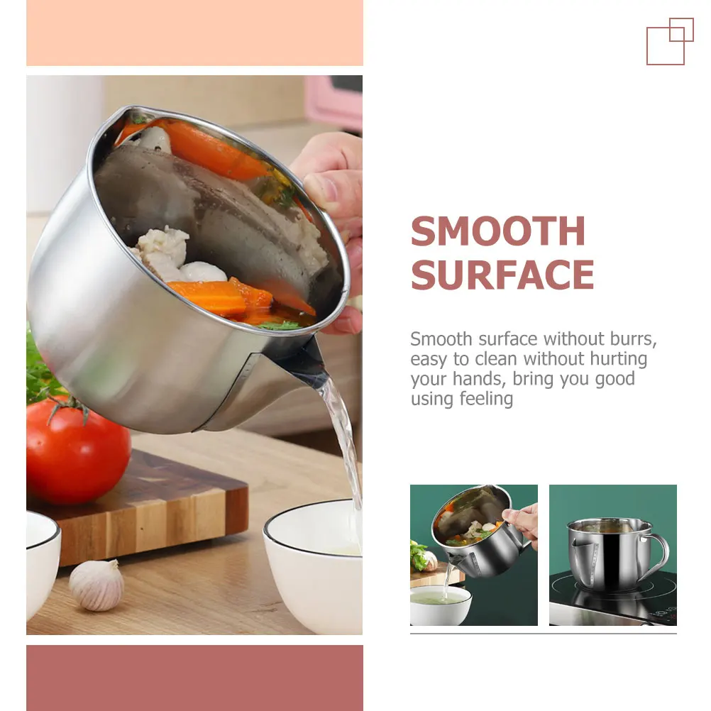 

Stainless Steel Oil Filter Pot Grease Separator Soup Strainer Kitchen Cookware Bacon Fat Container Multi-Purpose Storage