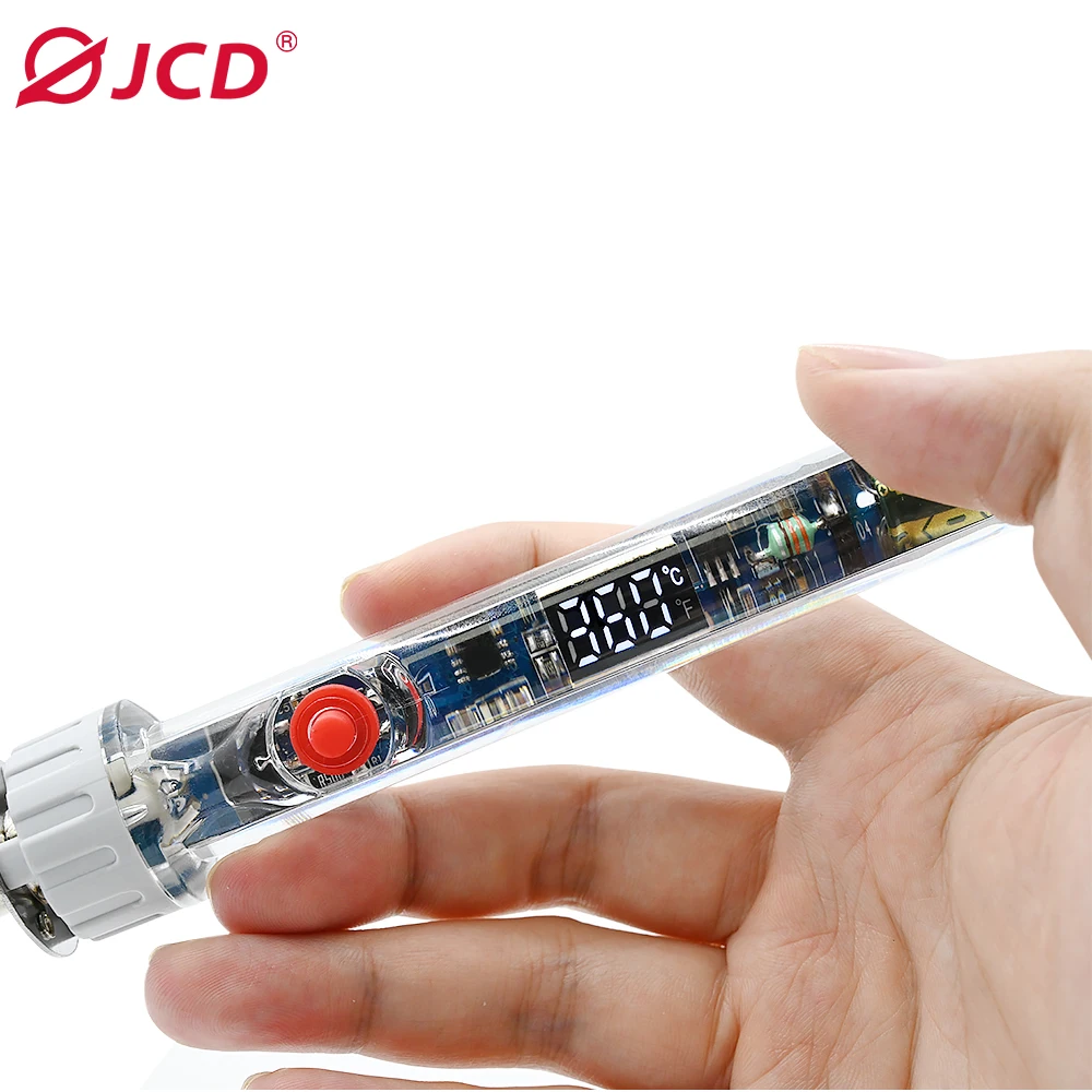 Imagem -05 - Kit Jcd Ferro de Solda Elétrico Temperatura Ajustável Display Digital Lcd Aquecimento Rápido Transparente 90w 220v 110v