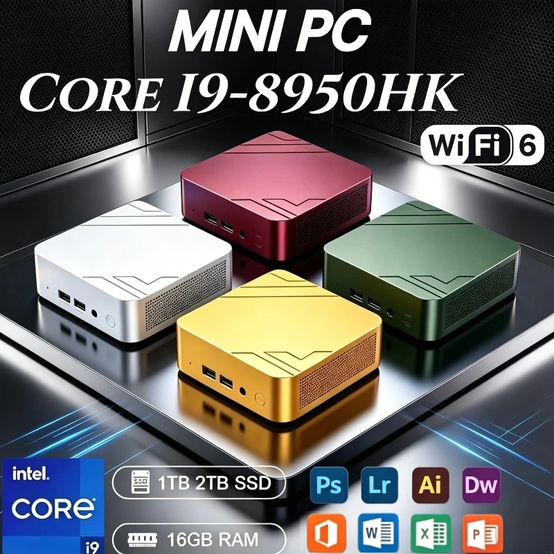 New Intel Core I9-8950HK, 16GB RAM 1TB 2TB SSD Compact Desktop Portable NEW Mini PC For Daily Study, Office Smooth Light Gaming