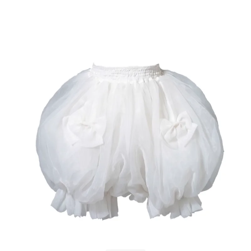 النمط الياباني الحلو لوليتا شبكة اليقطين السراويل لطيف القوس مرونة الخصر الفتيات رقيق السراويل Y2k ثوب نسائي سيسي ملابس تنكرية للحفلات #6