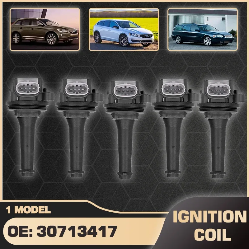 Kit de bobina de encendido de coche, 1/5 Uds., para Volvo V50 Volvo V60 Volvo V60 Cross Country Volvo V70 Volvo XC60 Volvo XC70 30713417 307134160