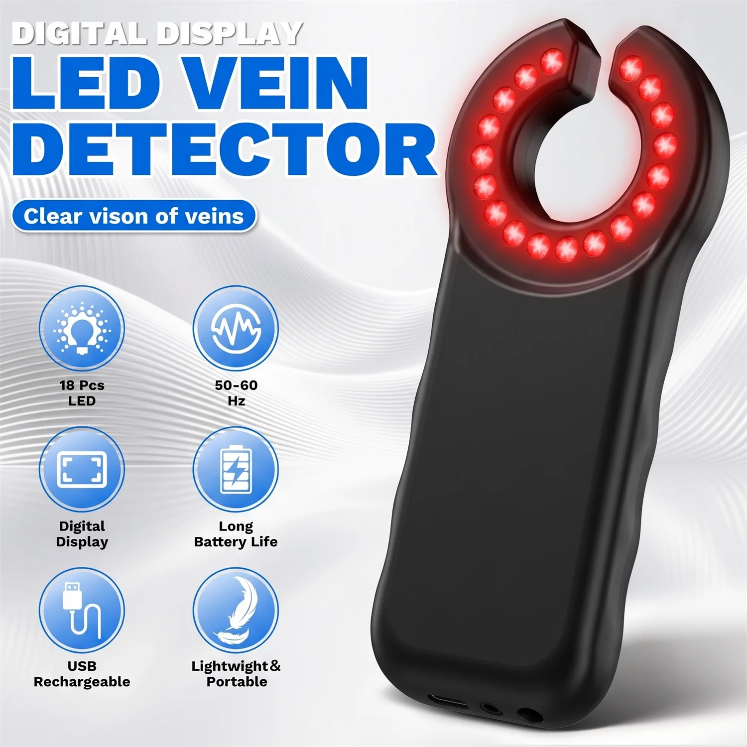 USB Vein Locator with Storage Case Portable Medical Vein Finder Machine Nurse Injection Helper Handheld Emergency Vein Viewer view 2