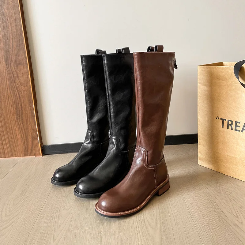 

Designer Womens Boots Luxury Woman Knight Boots Winter Round Toe Shoes for Women Punk Knee-High Women Boots New Booties Zapatos