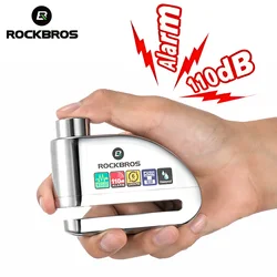 ROCKBROS Bicycle Motorcycle Alarm Bike Anti-theft 110dB Warning Waterproof Alloy Steel Electric Moto Scooter Disc Brake Locks