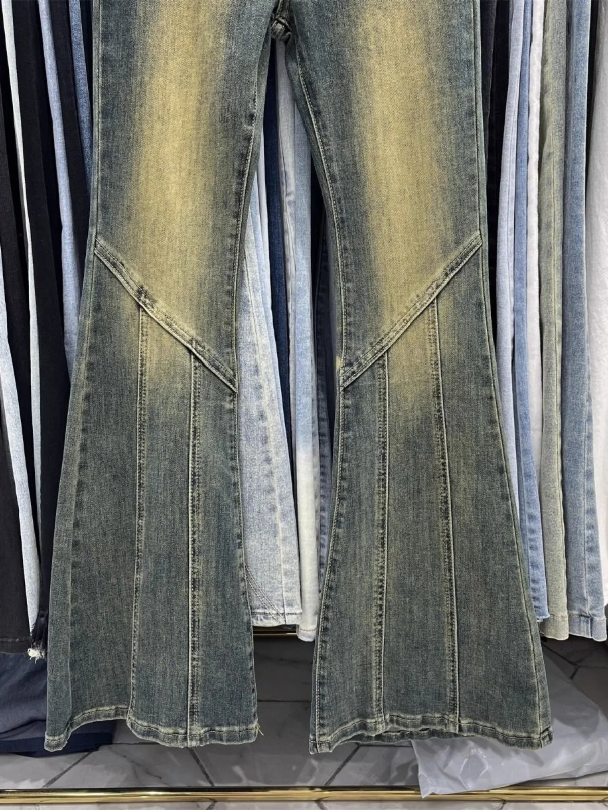 Jeans de Mezclilla Retro de Pierna Ancha para Mujer, Ajustados, Elásticos, Estilo Hot Girl, Pantalones Largos de Cintura Alta con Cierre de Cremallera, Algodón Elástico