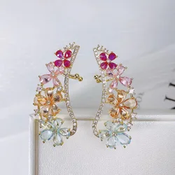 SENYU Fashion Lady's CZ Angel Wing Ear Sweep Wrap Cuff Earrings Bridal Jewelry Ear Climber Earrings