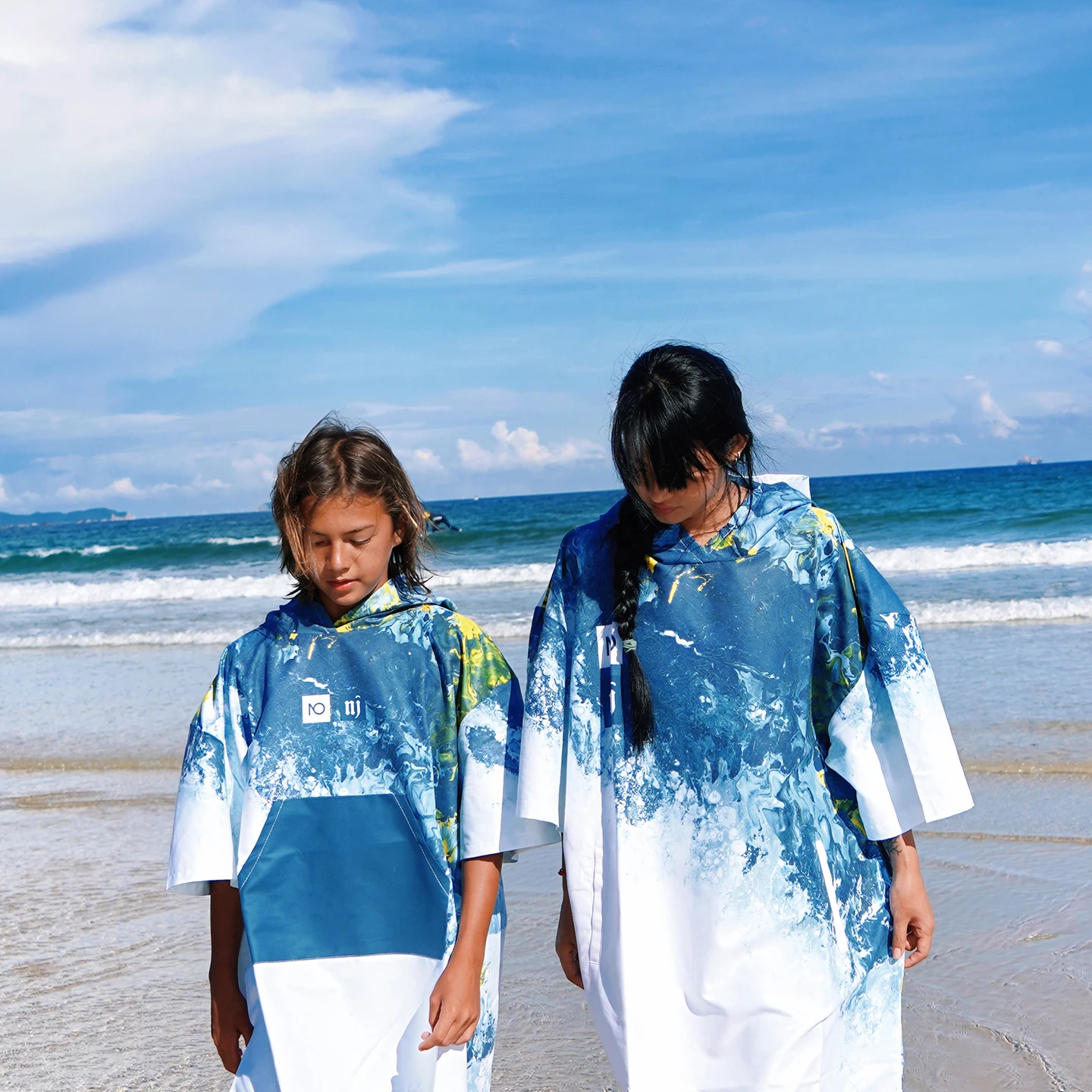 

Nu-June Kids Surf Poncho Bath Towel Microfiber Beach Robe Quick-Dry Changing Bathrobe Keep Warm Swimming Surfing Poncho