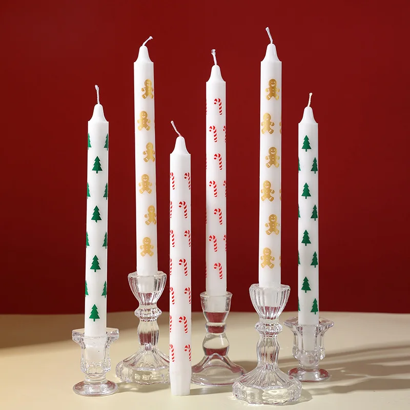 2pc Round column wax winter atmosphere printed column wax long pole scented candle French elegant handmade candle gift box