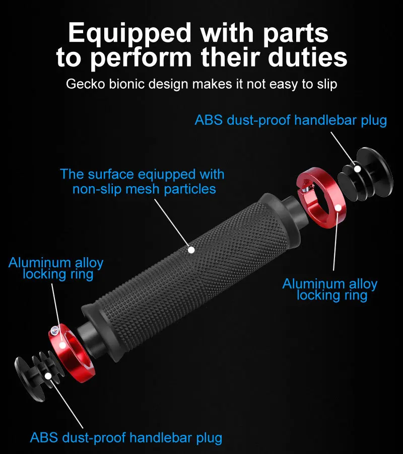 PE Rubber MTB Alloy Cuffs Bilateral Lock Bicycle Handle Grip Anti-skid Cycling Handlebar Sleeve BMX Bike Accessories