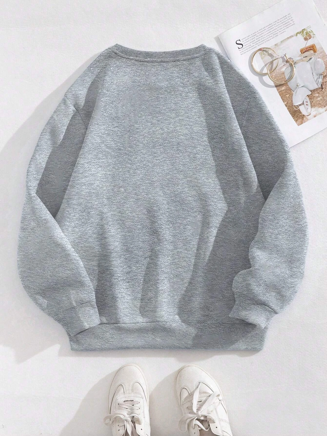 Damska bluza sportowa z polaru, gładka, z okrągłym dekoltem, jesienna, modna, oddychająca, wygodna, uniwersalna bluza.