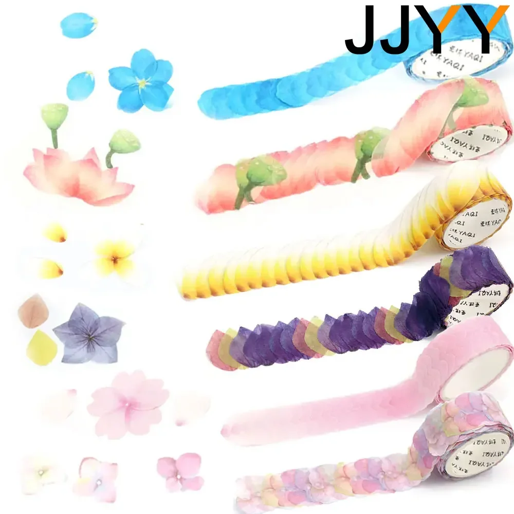 JYY Flower Petals Washi Tape DIY Scrapbooking Diary Paper Stickers Roll Cute Adhesive Paper Tape Stationery Sticker