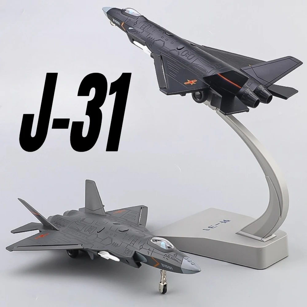 

1:68 J-31 Стелс-истребитель, модель игрушечного автомобиля, складное носовое колесо, звук, свет, откатный военный самолет, модели самолетов, игрушки на день рождения