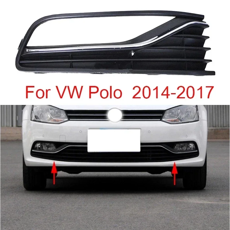 

Auto Front Left Right Bumper Fog Light Lamp Chrome Grill for VW Polo Hatchback 2014 2015 2016 2017 2018 6RD853665F 6RD853666F