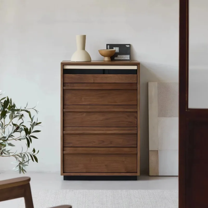 

Modern 5 drawer dresser walnut, Nordic bedroom furniture side lockers, interior decoration living room cabinets