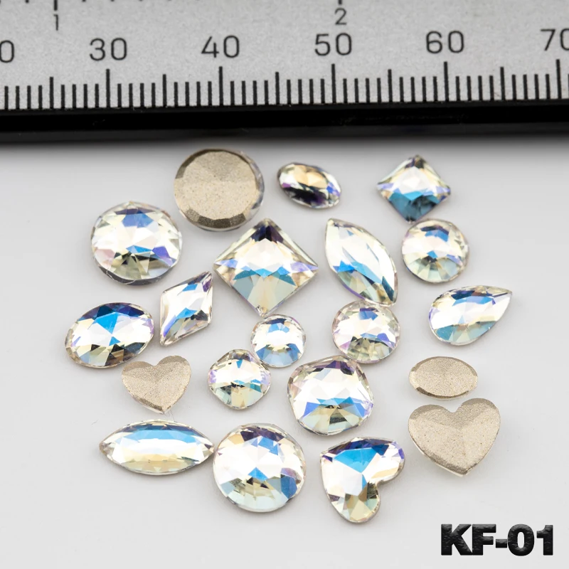 VDD 20Pcs Top Quality AAAAA Mixed Size Shape K9 Glass Crystal Rhinestones Flatback Stones For Nail Art DIY Crafts Decorations