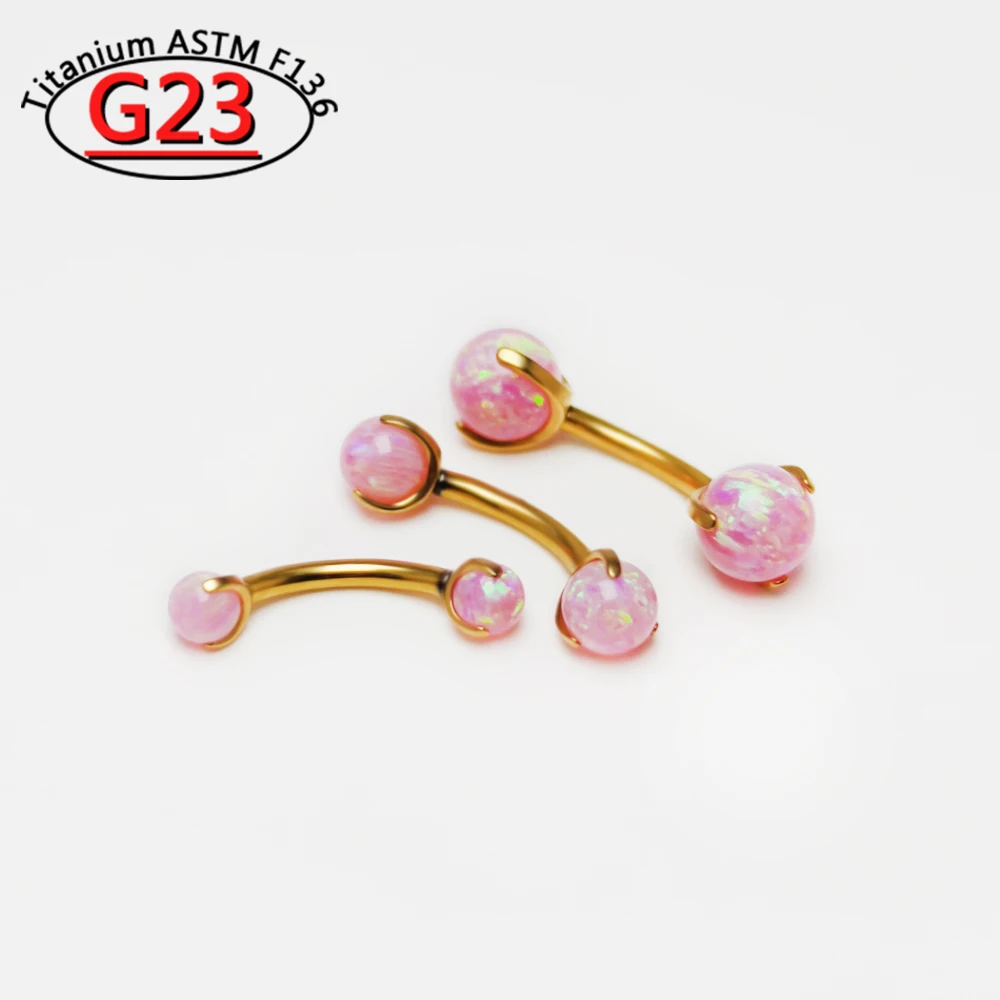 G23 Titanium 3-5mm Opal Eyebrow Piercing Curved Barbell Eyes Bulk Eyebrow Cartilage Ring Bite Labret Tragus Piercing Wholesale