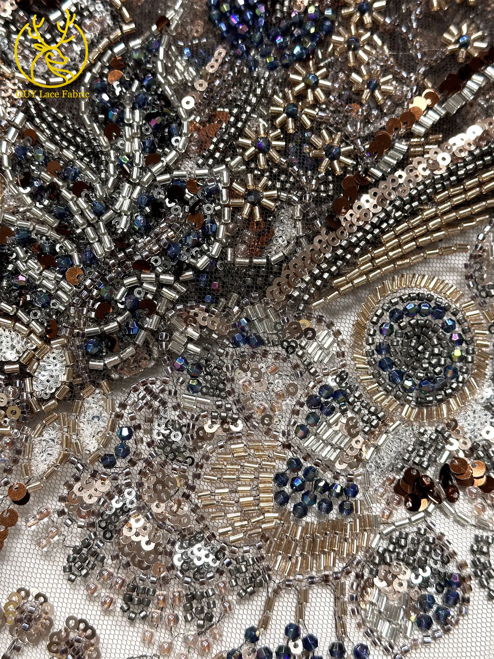 Afrikanische Brautstickerei, schwerer Perlen-Spitzenstoff, 2026 Französische Pailletten-Tüllspitze für nigerianische Damen, Party- und Ballkleider zum Nähen – Detail 31
