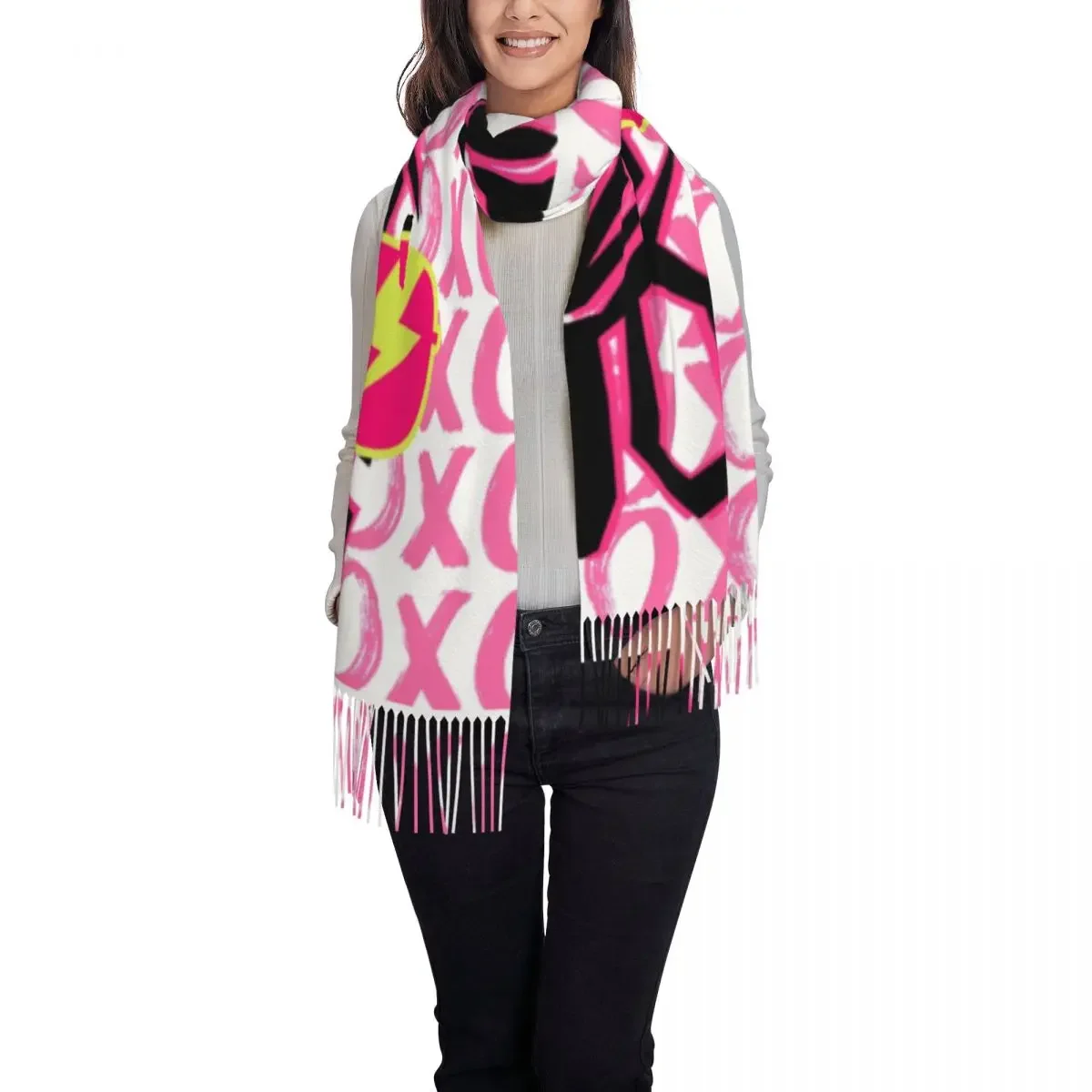 Personalized Print Zebra Xoxo Scarf Women Men Winter Warm Scarves Preppy Pink Lightning Girl Aesthetic Shawls Wraps