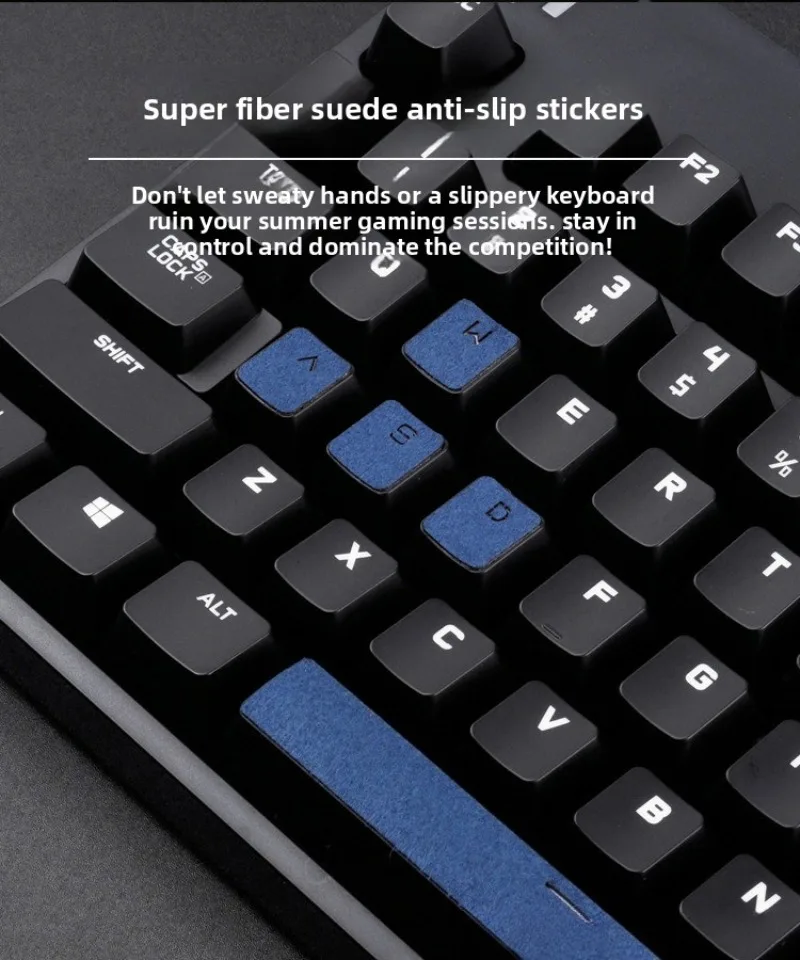 ملصقات عالمية مضادة للانزلاق ماصة للعرق للوحة المفاتيح Logitech G610 - طبقة حماية من مادة البولي يوريثان المصنوعة من جلد الغزال الصناعي للألعاب