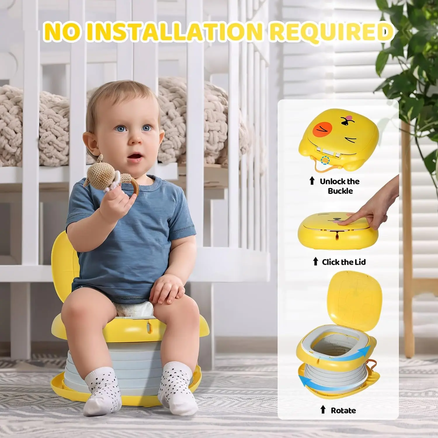 Children\'s folding toilet baby outdoor toilet telescopic urinal toilet travel picnic emergency mobile toilet with garbage bag