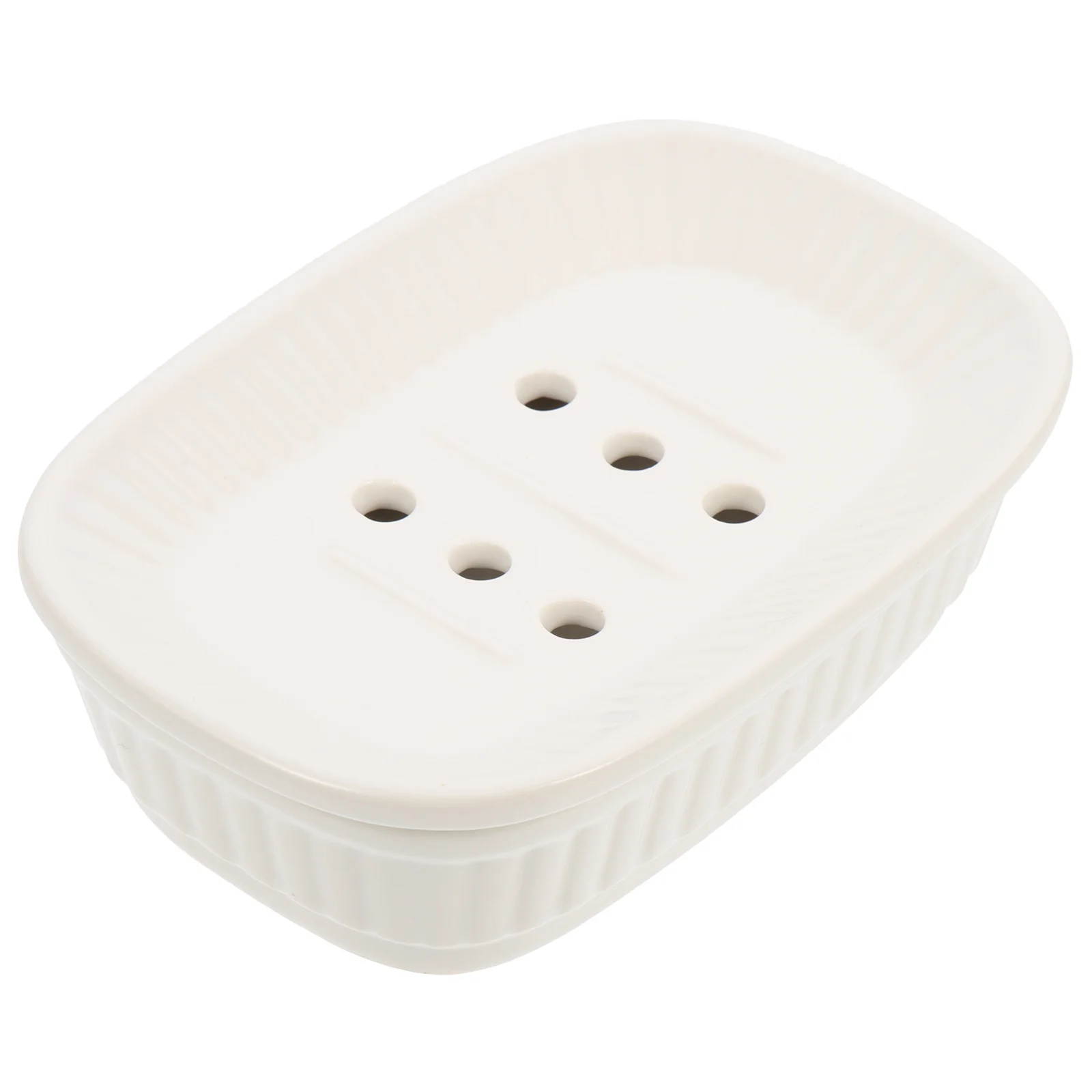 

Double Layer Drainage Soap Dish Ceramic Material Easy Clean Minimalist Design Bathroom Shower Accessory Multi Purpose Utility