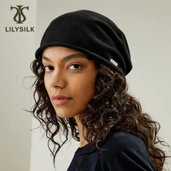 LILYSILK Silk Knitted Beanie Hat 2024 New in Elastics Spun Silk Accessories with Logo High Street Essentials Free Shipping