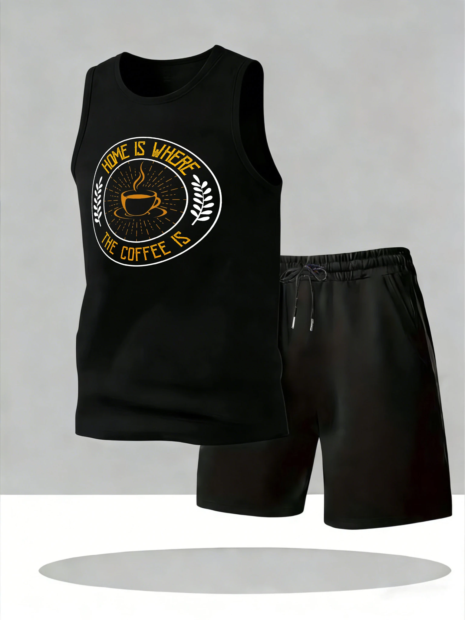 

Men's Tank Top Sets 2026 Summer Quick drying sports suits crewneck seaside men's suits Breathable running sports oversize